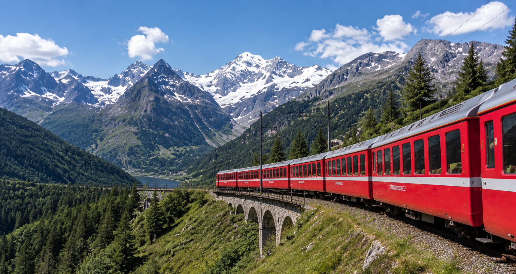 Bernina Express scenic train journey through Swiss Alps